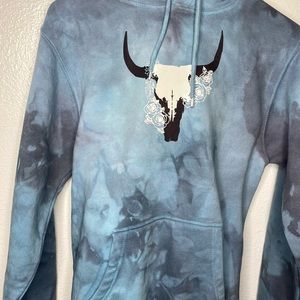 Blue western hoodie tie dyed